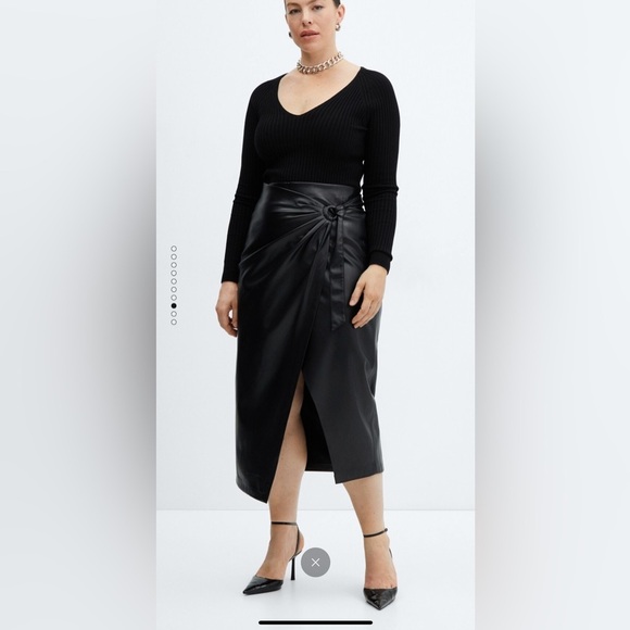 Mango Dresses & Skirts - Mango Draped leather-effect midi-skirt plus size 1XL